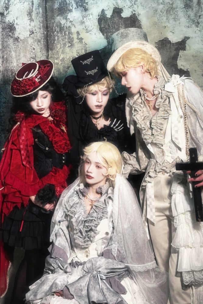 ZJ Story The Genesis and The Last Century Ouji Lolita Blouse Vest SK and Long Trousers