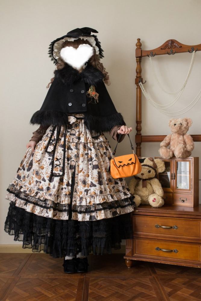 Xiao lutaohua Black Cat Magician Prints Lolita Cotton OP