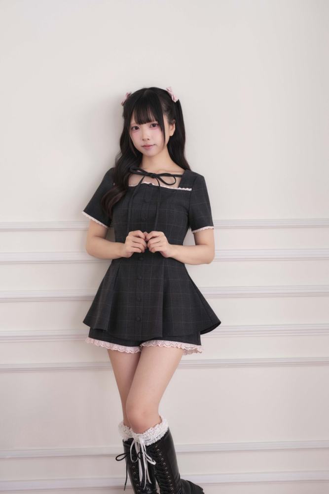 NoGenki Lacework Plaid Jirai Kei Dress