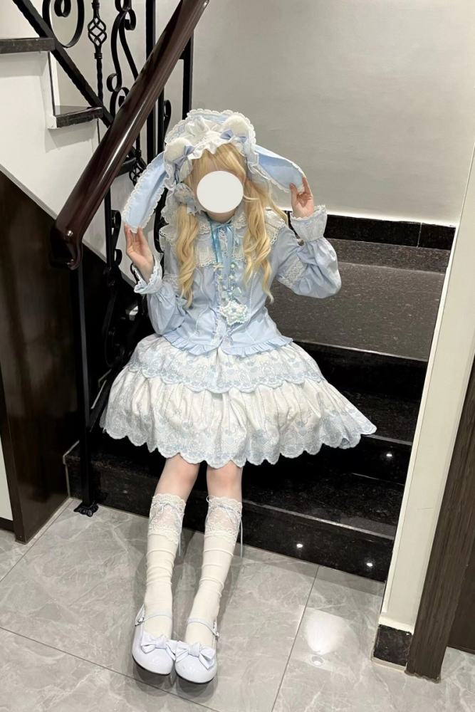 Gululu Cat Baby Rabbit Detachable Hooded Cotton Lolita Blouse