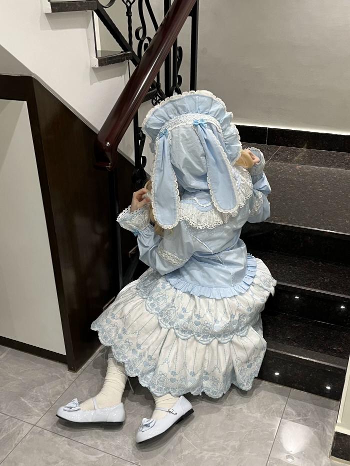 Gululu Cat Baby Rabbit Detachable Hooded Cotton Lolita Blouse
