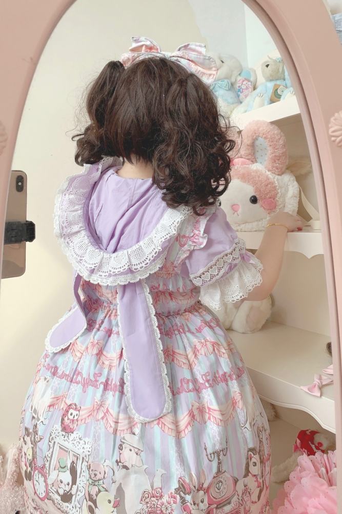 Gululu Cat Baby Rabbit Detachable Hooded Cotton Lolita Blouse