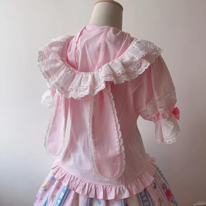 Gululu Cat Baby Rabbit Detachable Hooded Cotton Lolita Blouse