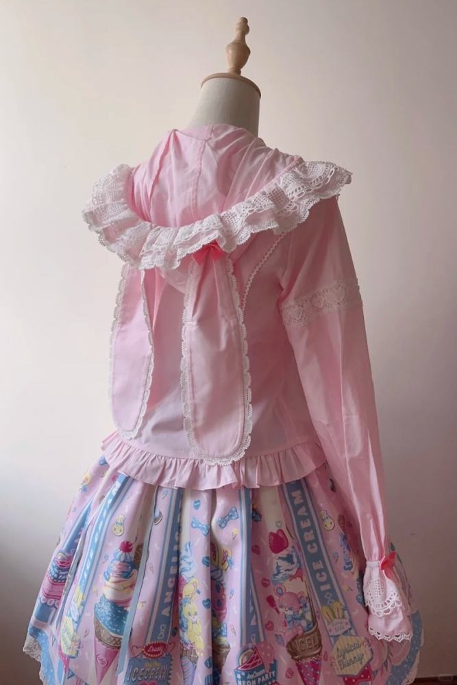 Gululu Cat Baby Rabbit Detachable Hooded Cotton Lolita Blouse