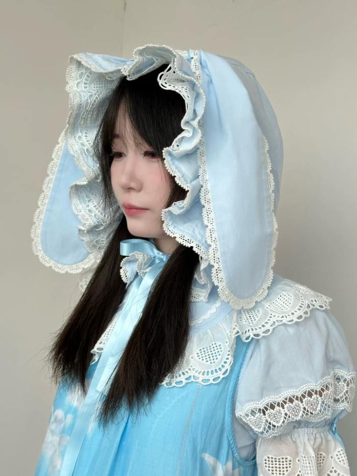 Gululu Cat Baby Rabbit Detachable Hooded Cotton Lolita Blouse