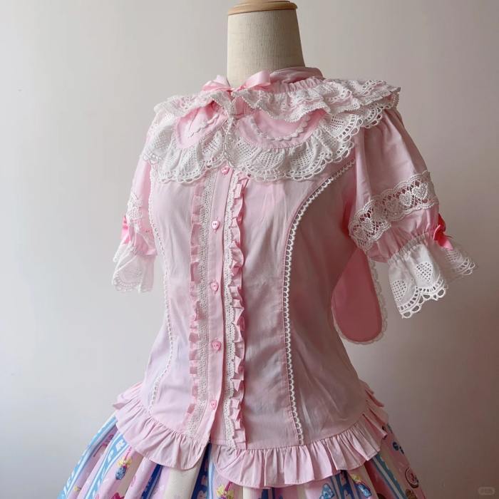 Gululu Cat Baby Rabbit Detachable Hooded Cotton Lolita Blouse