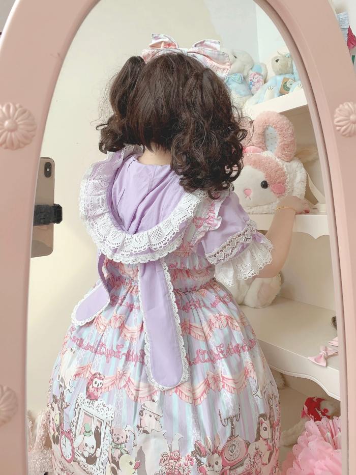 Gululu Cat Baby Rabbit Detachable Hooded Cotton Lolita Blouse