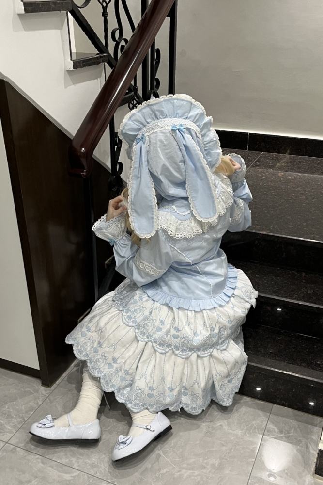 Gululu Cat Baby Rabbit Detachable Hooded Cotton Lolita Blouse