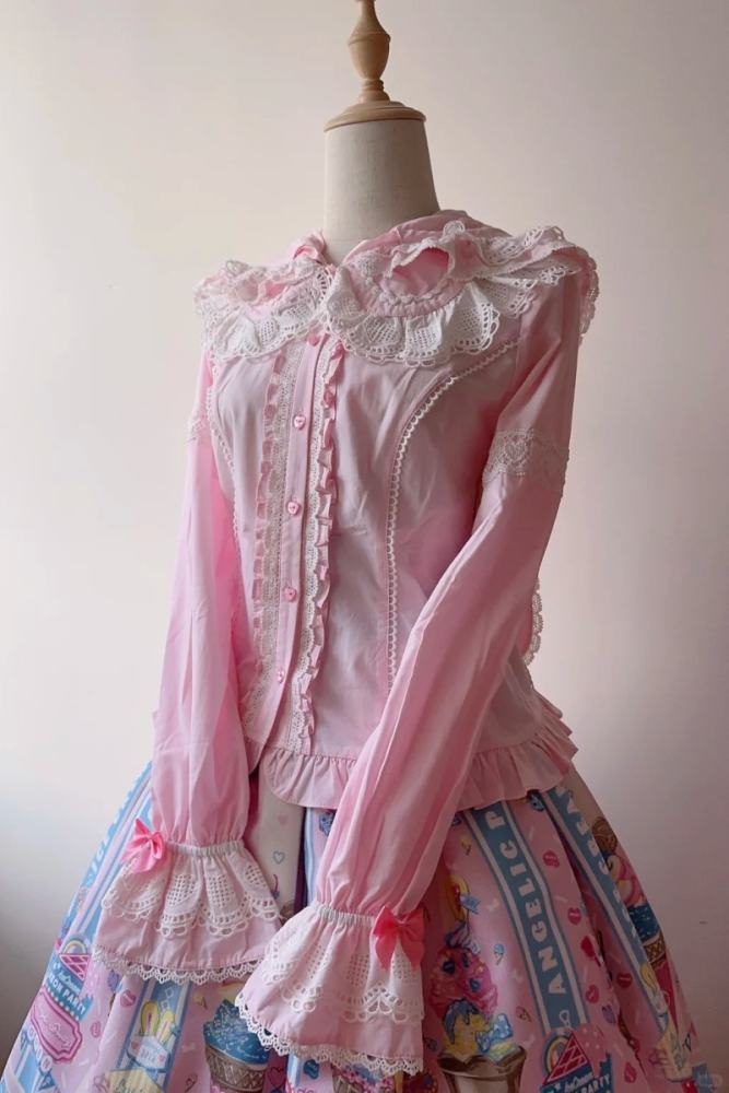 Gululu Cat Baby Rabbit Detachable Hooded Cotton Lolita Blouse