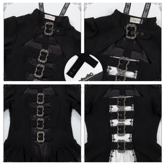 Withpuji Color Blocking Goth Lolita OP Hat and Petticoat