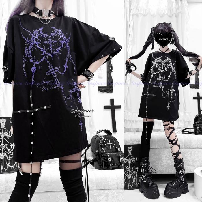 AO Space Dark Punk Prints Short Sleeve T-shirt