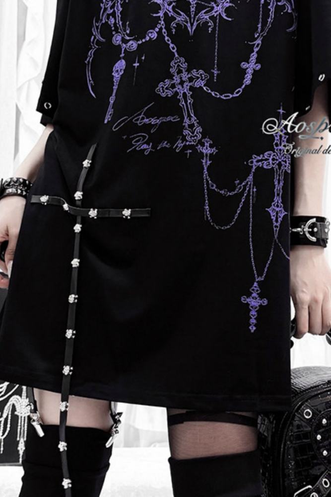 AO Space Dark Punk Prints Short Sleeve T-shirt