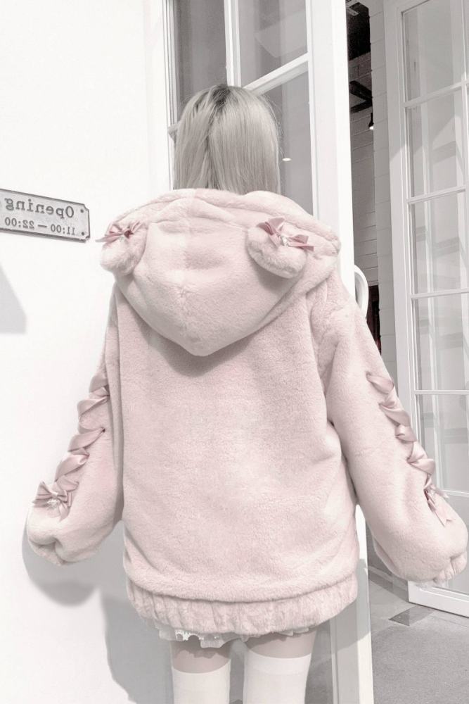 Bug Starting Sleeping Bear Jirai Kei Hoodie Long Coat