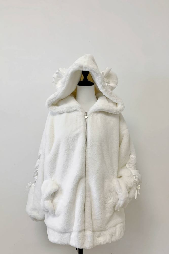 Bug Starting Sleeping Bear Jirai Kei Hoodie Long Coat