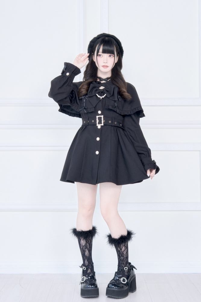 NoGenki Retro Plaid Jirai Kei Capelet Coat