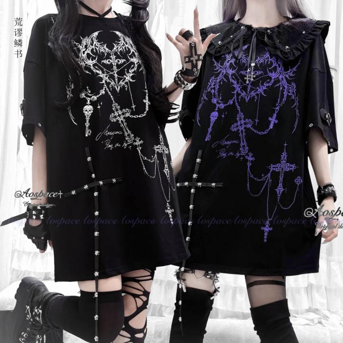 AO Space Dark Punk Prints Short Sleeve T-shirt