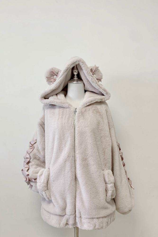 Bug Starting Sleeping Bear Jirai Kei Hoodie Long Coat