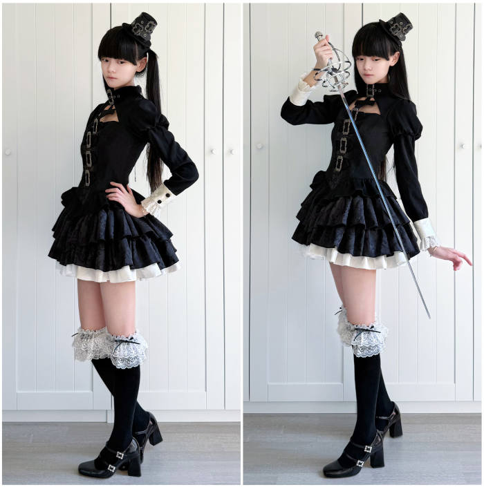 Withpuji Color Blocking Goth Lolita OP Hat and Petticoat
