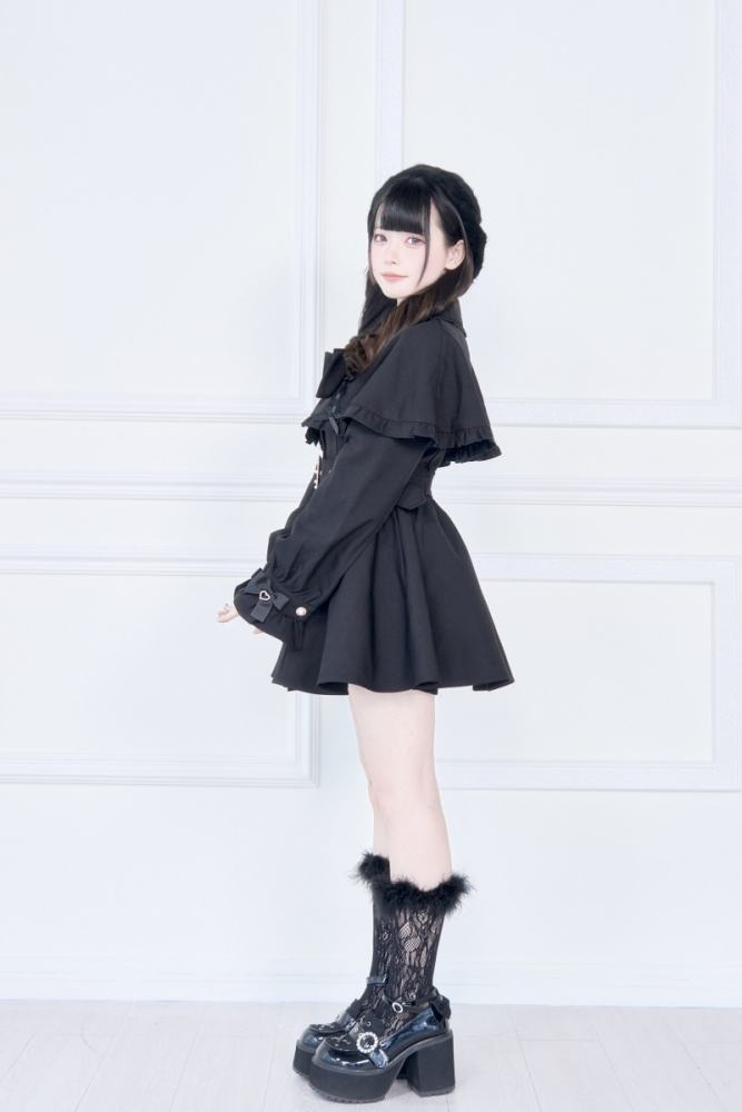 NoGenki Retro Plaid Jirai Kei Capelet Coat