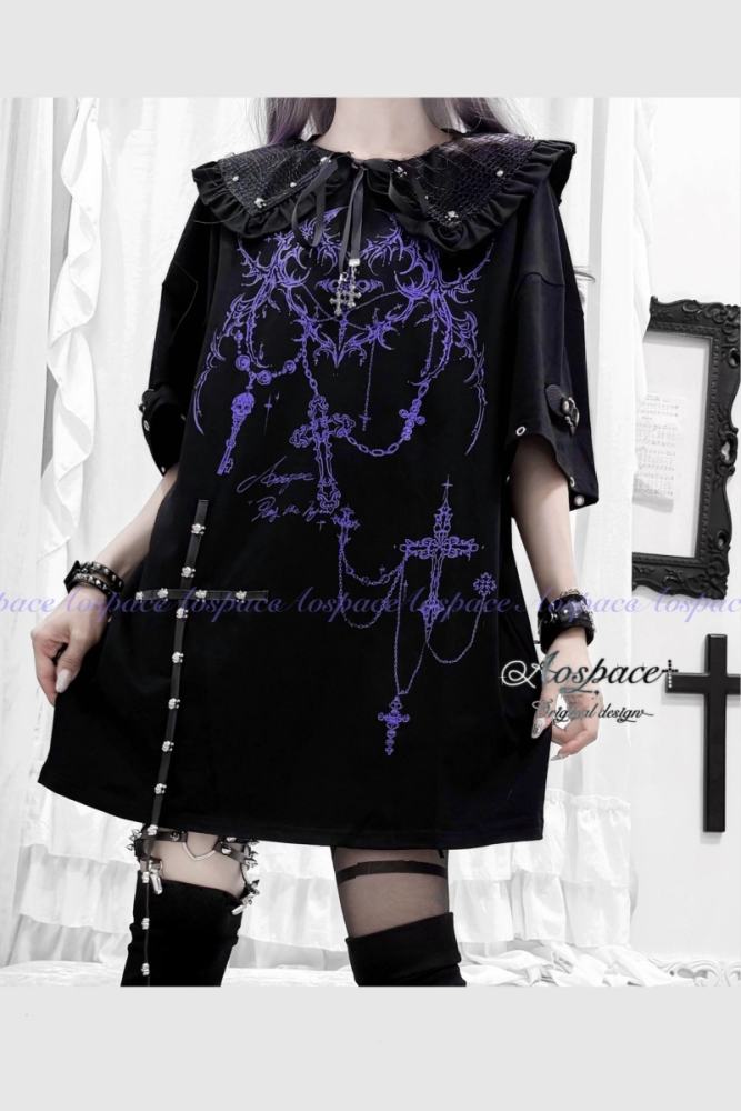 AO Space Dark Punk Prints Short Sleeve T-shirt