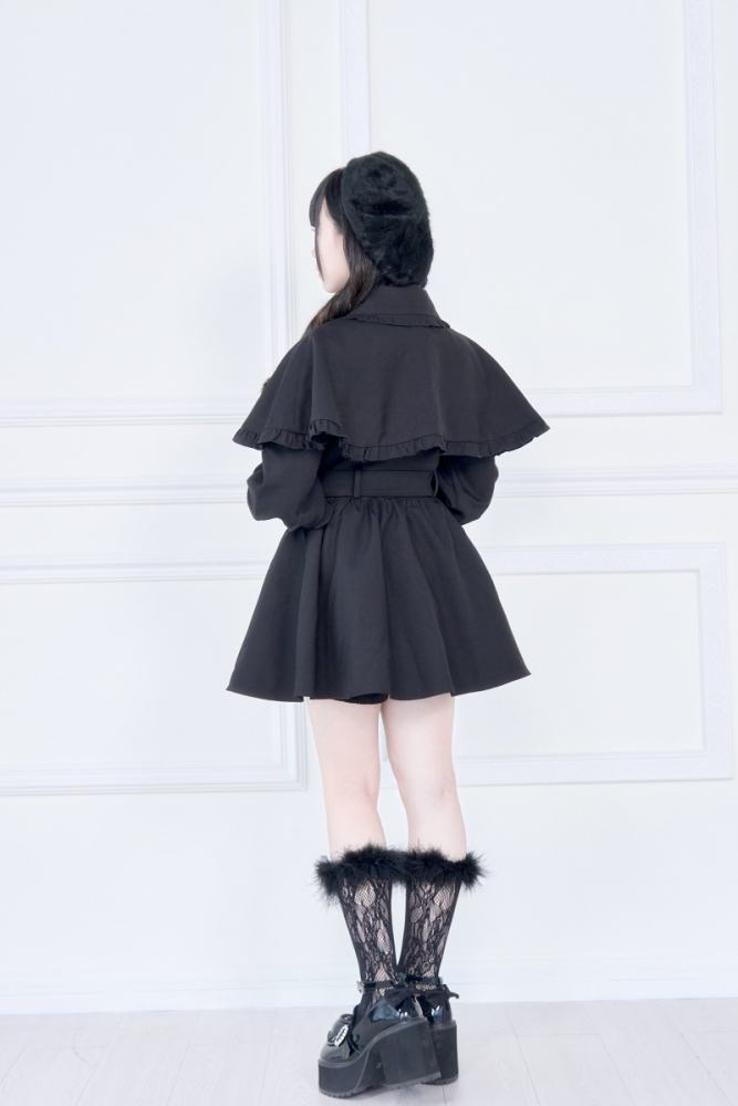 NoGenki Retro Plaid Jirai Kei Capelet Coat