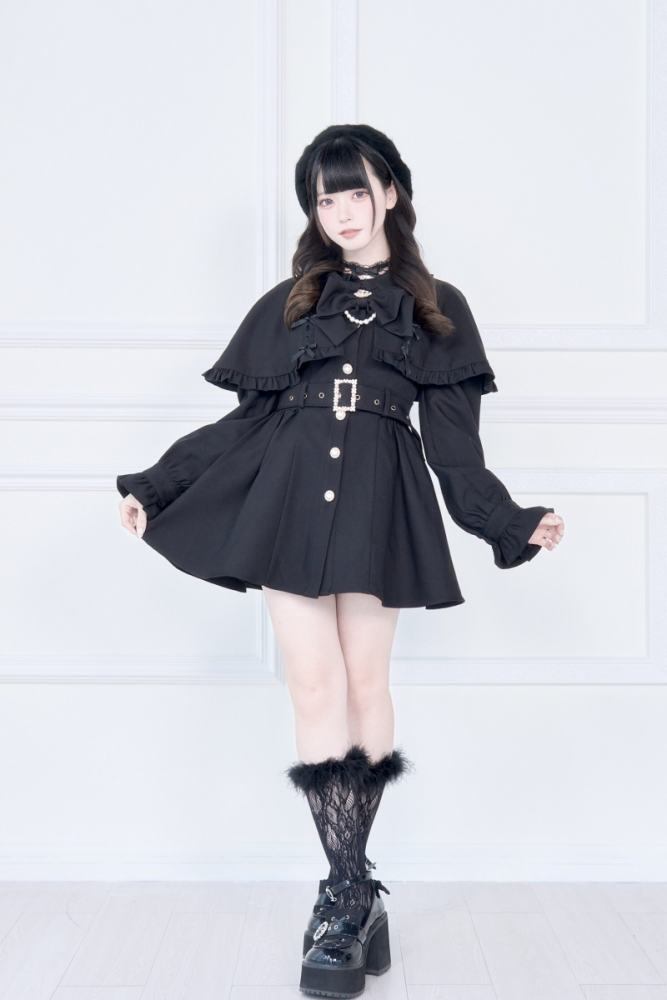 NoGenki Retro Plaid Jirai Kei Capelet Coat