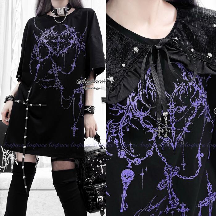 AO Space Dark Punk Prints Short Sleeve T-shirt