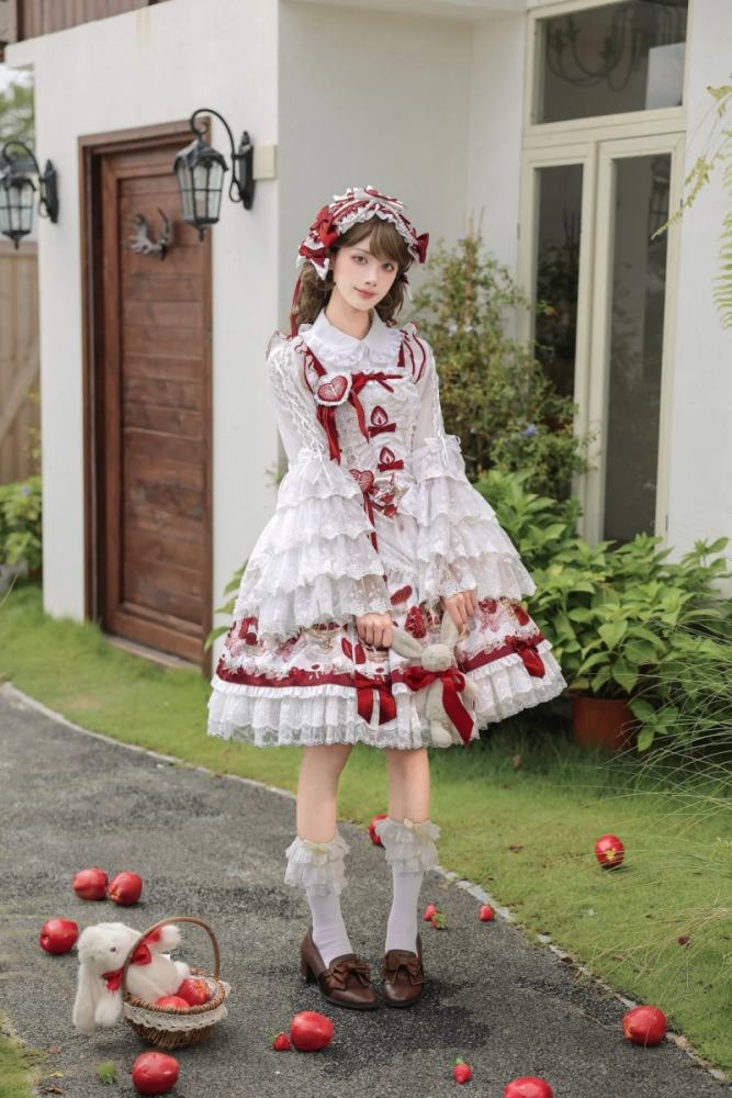 Strawberry Heart Bone Lolita Headdress and Brooch