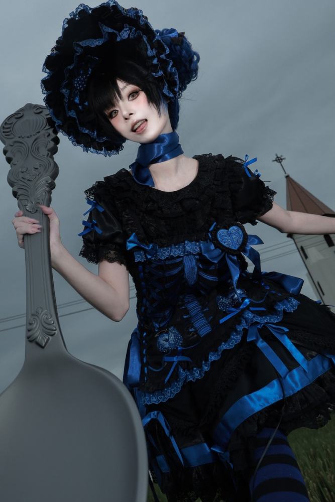 Strawberry Heart Bone Gothic Lolita One Piece Dress