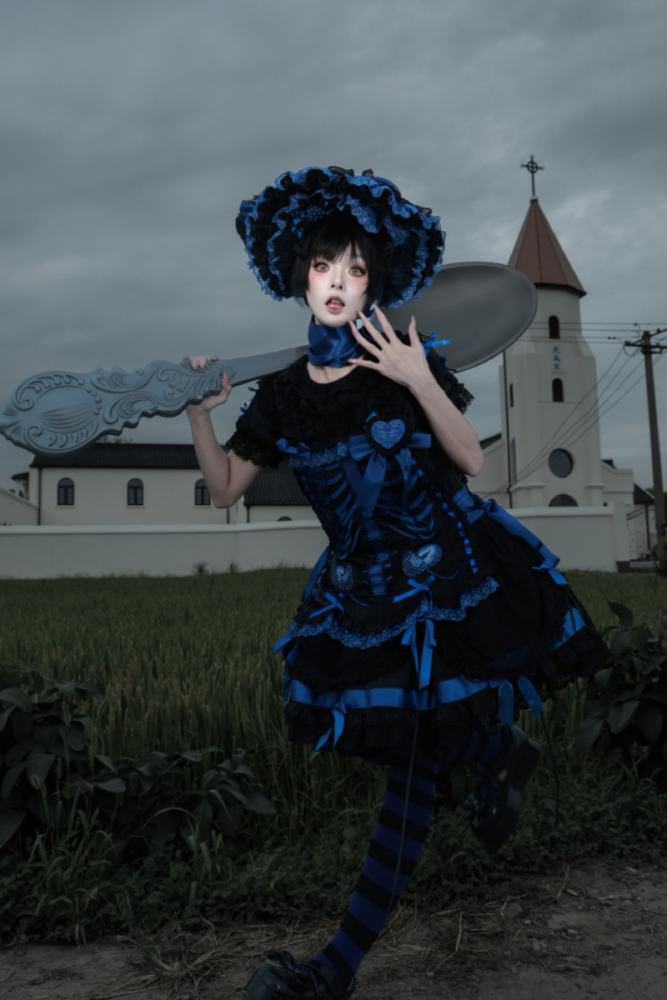 Strawberry Heart Bone Gothic Lolita One Piece Dress