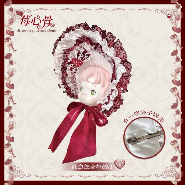 Strawberry Heart Bone Lolita Headdress and Brooch