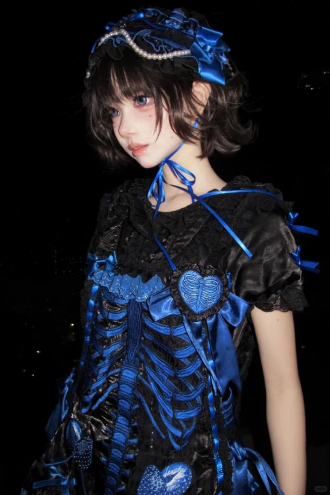 Strawberry Heart Bone Gothic Lolita One Piece Dress