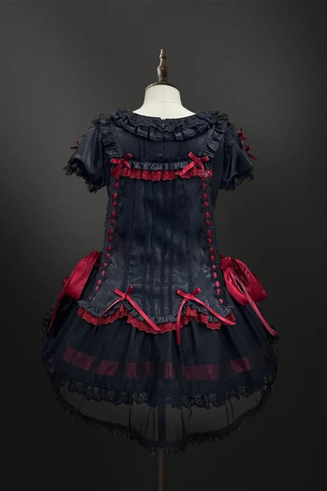 Strawberry Heart Bone Gothic Lolita One Piece Dress