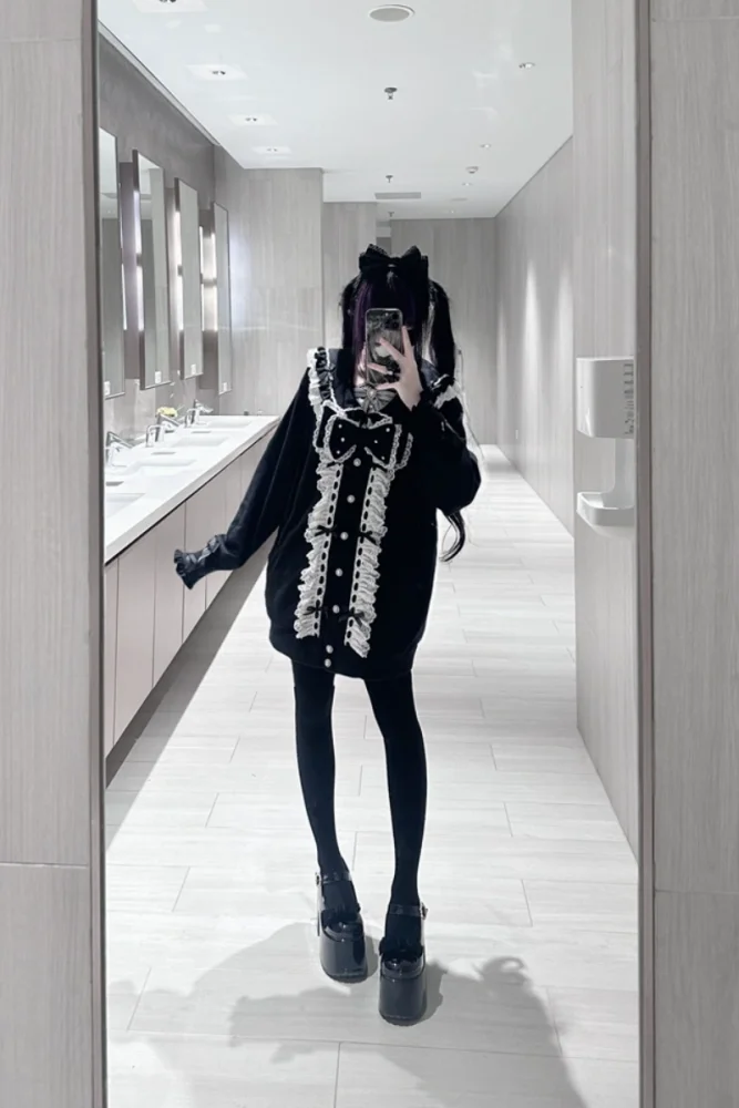 AO Space Sailor Collar Lacework Jirai Kei Coat