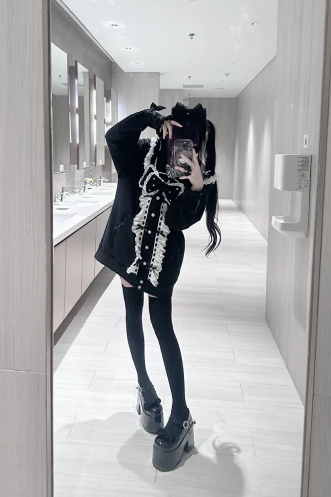 AO Space Sailor Collar Lacework Jirai Kei Coat