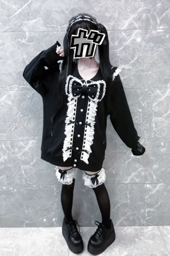 AO Space Sailor Collar Lacework Jirai Kei Coat