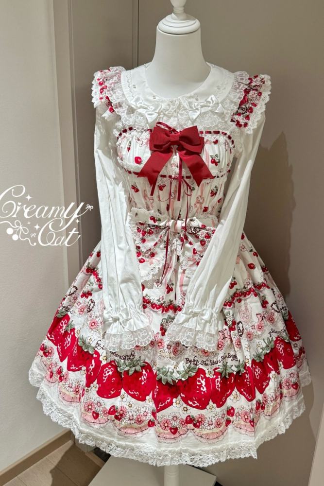 Creamy Cat Lacework Frills Cotton Lolita Blouse Old School