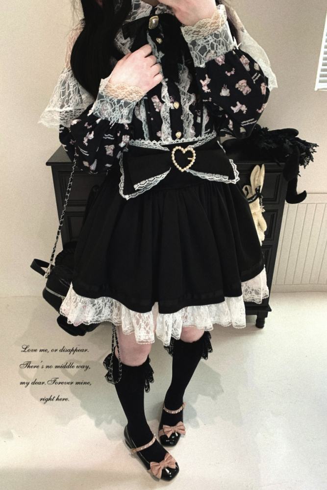Kitty Bxllet Bows Bunny Ruffled Jirai Kei Skirt 4 Colors
