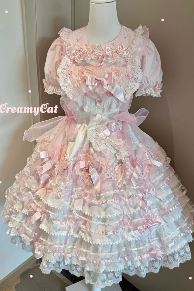 Creamy Cat Lacework Frills Cotton Lolita Blouse Old School