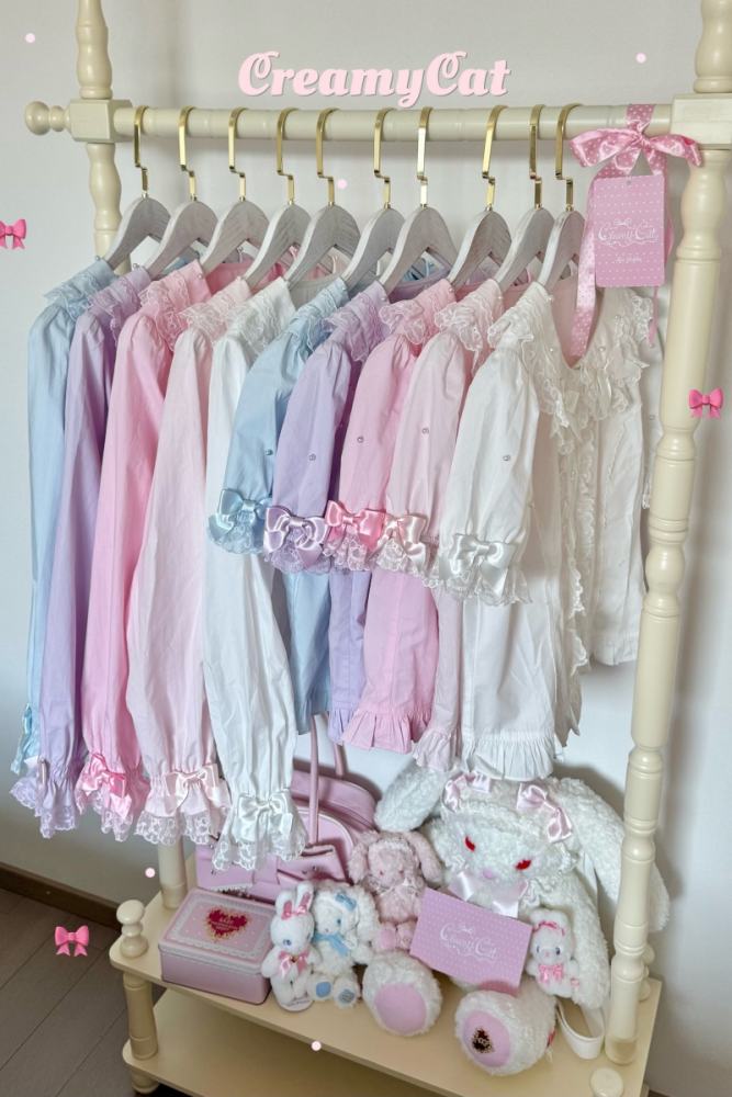 Creamy Cat Lacework Frills Cotton Lolita Blouse Old School