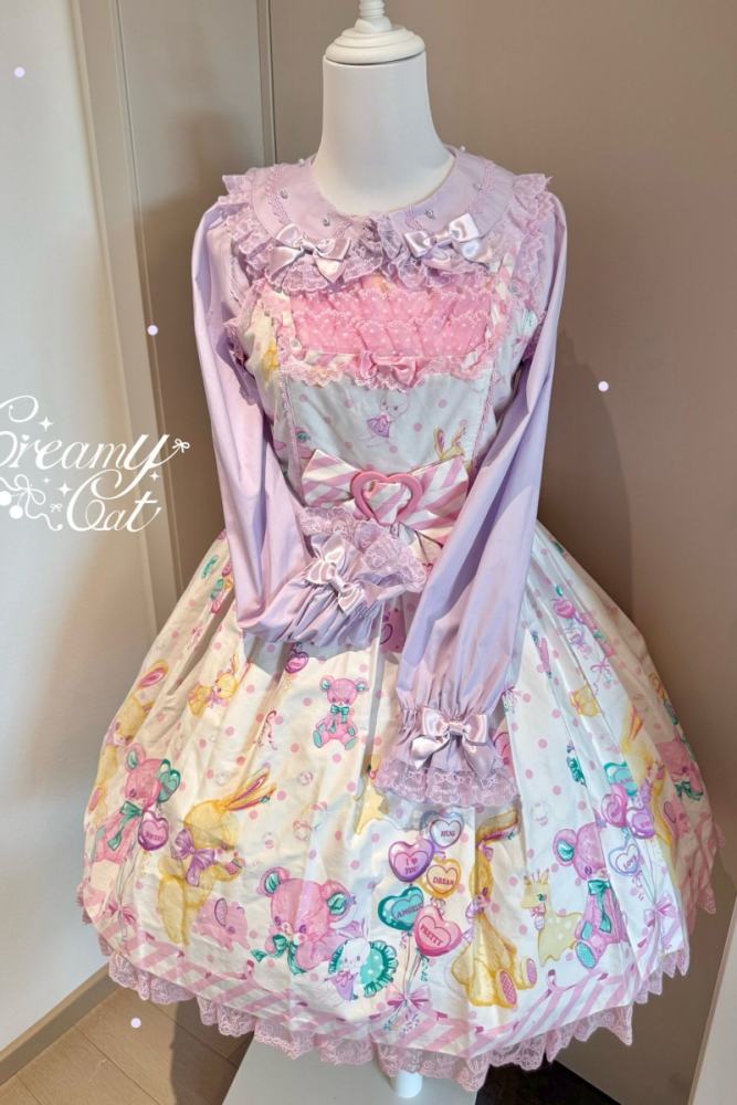 Creamy Cat Lacework Frills Cotton Lolita Blouse Old School