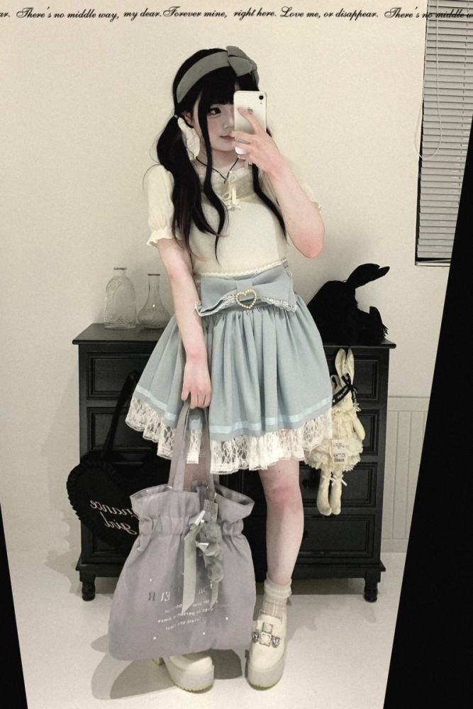 Kitty Bxllet Bows Bunny Ruffled Jirai Kei Skirt 4 Colors