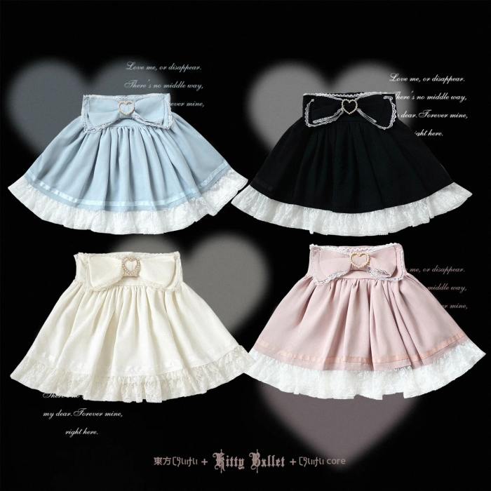 Kitty Bxllet Bows Bunny Ruffled Jirai Kei Skirt 4 Colors