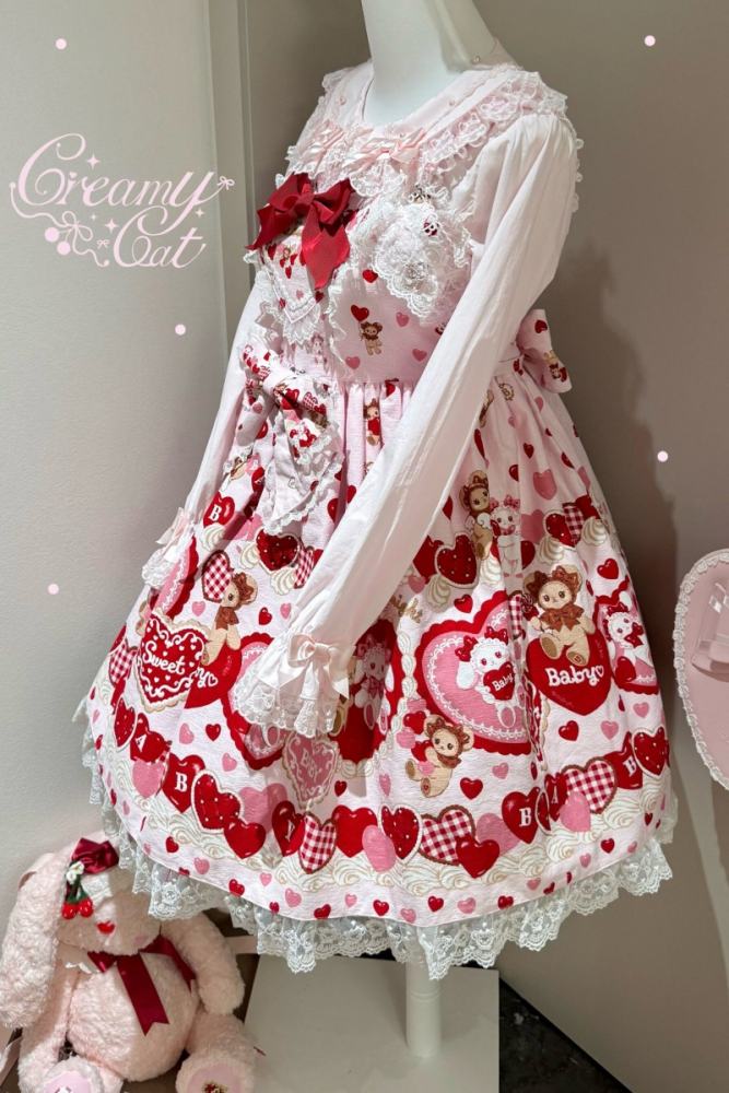 Creamy Cat Lacework Frills Cotton Lolita Blouse Old School