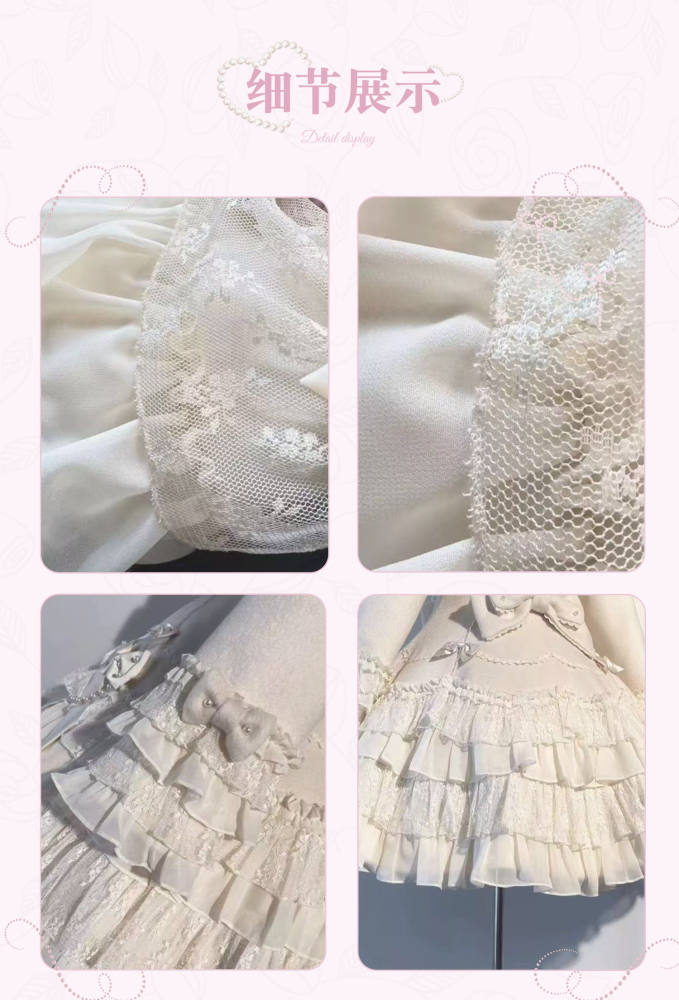 White Bird Pearls Bowknots Sweet Lolita Coat
