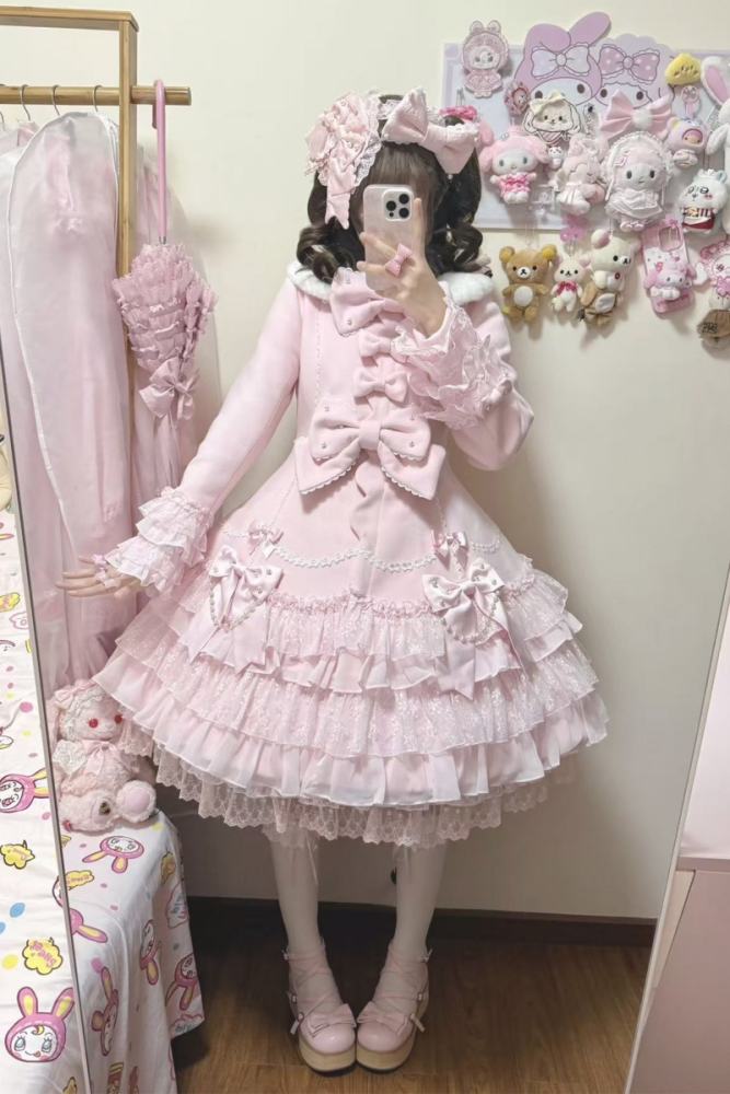 White Bird Pearls Bowknots Sweet Lolita Coat