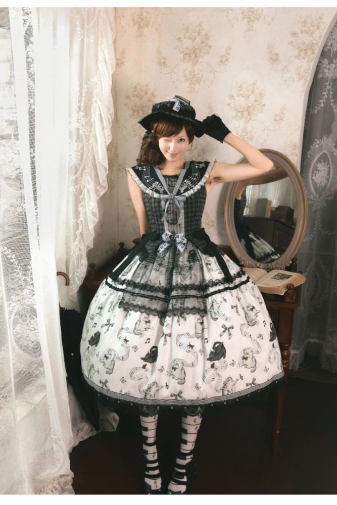 Peony Lolita Meow Melodious Tone Classic Lolita Jumper Skirt