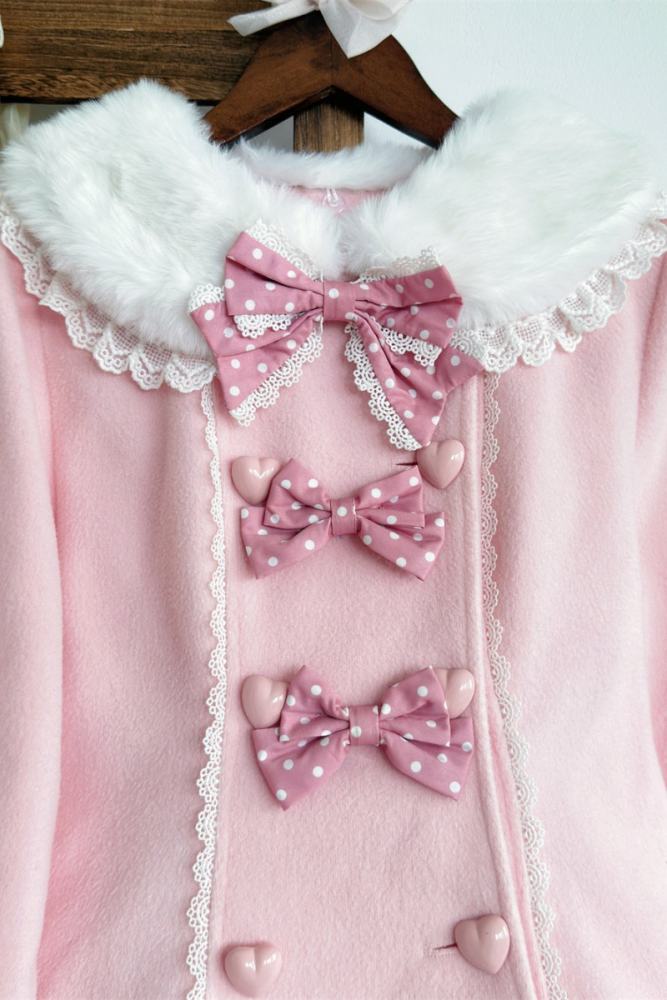 Tommy Bear Lovely Rabbit Detachable Collar Lolita Pink Coat
