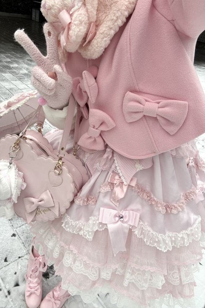 Sweet Wool Lolita Pink and White Short Coat