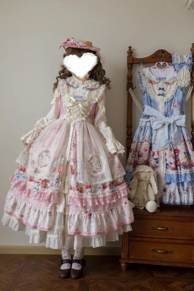 Sweetheart Rabbit Berry Prints Lolita JSK and OP